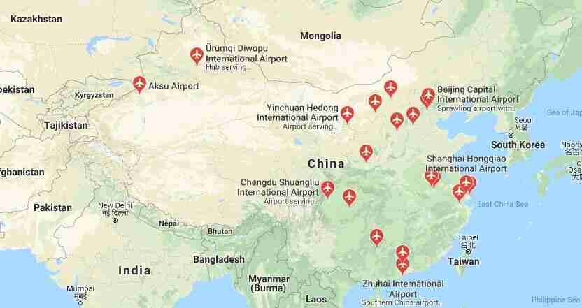 Figure 13 Main airports in China HSD Freight Forwarder